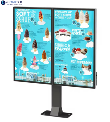Bon prix Résistant à l'eau extérieur Tactile capacitif Signalisation numérique Totem Affichage numérique Drive-through Menu Drive-through Kiosque en ligne
