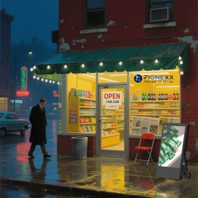 Bon prix Affichage publicitaire mobile à batterie alimenté par batterie en ligne