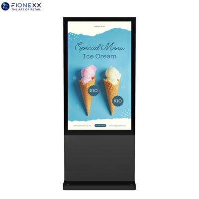 Bon prix 65 pouces Noir Android Extérieur sans ventilateur Vertical Totem numérique Extérieur Conçu sans ventilateur Publicité Digital Signage en ligne