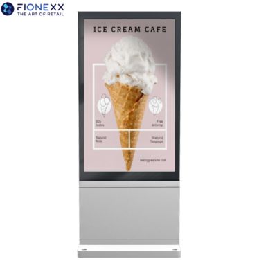 Bon prix 65 pouces d'argent à l'extérieur affichage publicitaire durable écran AD Board extérieur sans ventilateur totem numérique vertical en ligne