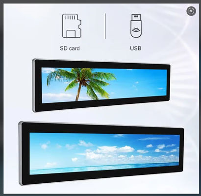 L'éclairage supérieur est de 700nits et la publicité est affichée sur un écran LCD à large barre.