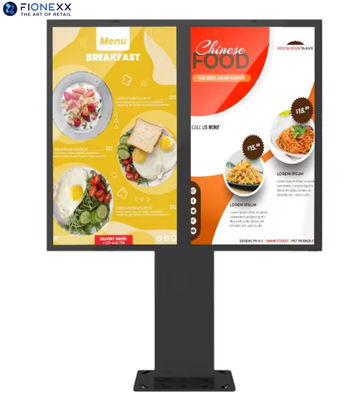 55 pouces Drive extérieur à travers la signalisation numérique étanche à double écran Drive à travers les tableaux de menus affichage LCD Signalisation numérique pour le restaurant extérieur