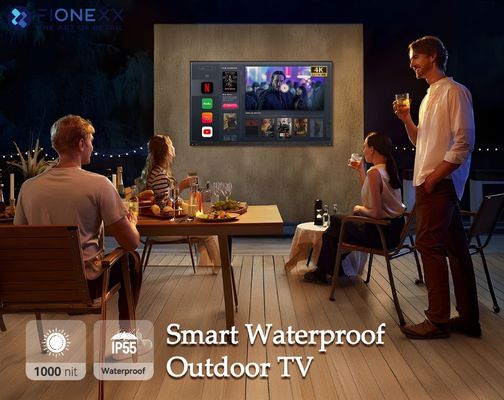 Téléviseur extérieur 4K avec 2000 nit haute luminosité étanche IP55 Assistant vocal télécommandé haut-parleur intégré affichage LCD