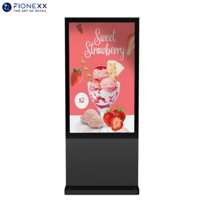 Bon prix 43 pouces fenêtre noire extérieure sans ventilateur totem numérique vertical extérieur-conçu sans ventilateur publicité affichage numérique en ligne