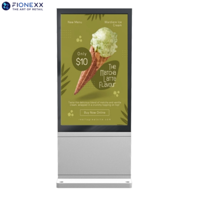 Bon prix 55 pouces plaque d'affichage d'affichage publicitaire en argent extérieur sans ventilateur verticale totem numérique extérieur durable en ligne